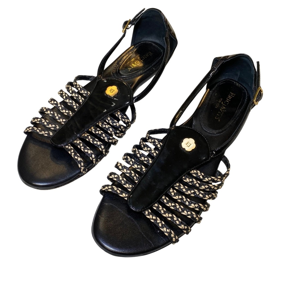 Eric Javits‎ New York Black Patent Leather Sandals Women's Size 8.5M